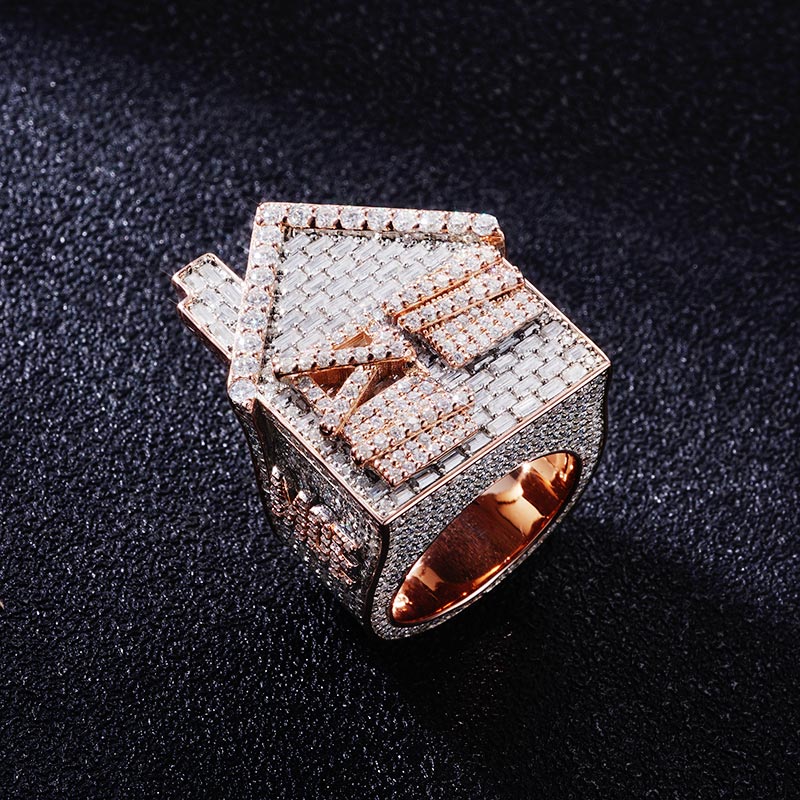 Custom S925 & VVS1 Baguette Moissanite Two-Tone Trap House Ring Deposit