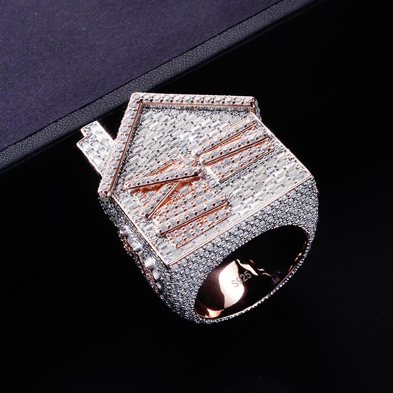 Custom S925 & VVS1 Baguette Moissanite Two-Tone Trap House Ring Deposit