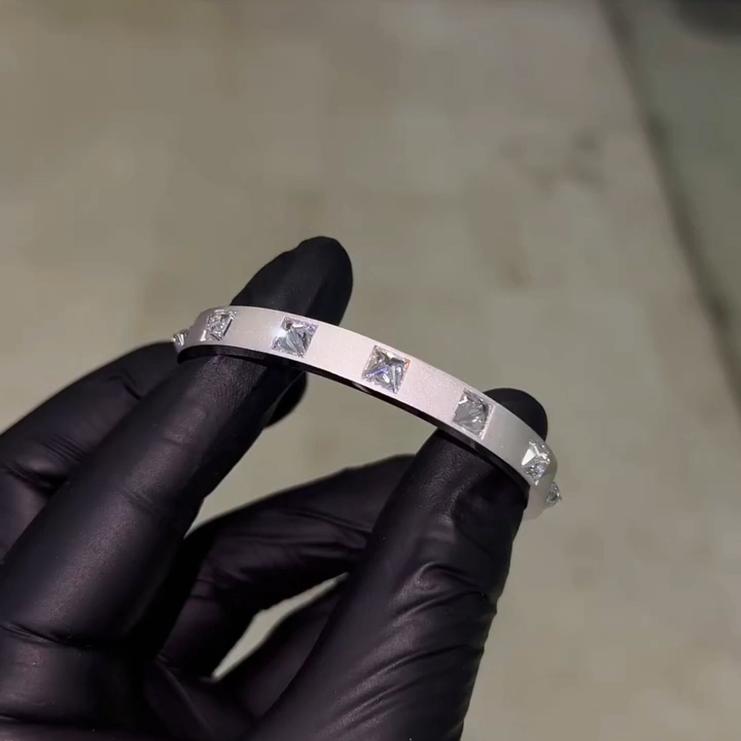 Iced Out Inverted Setting Princess-cut Bracelet