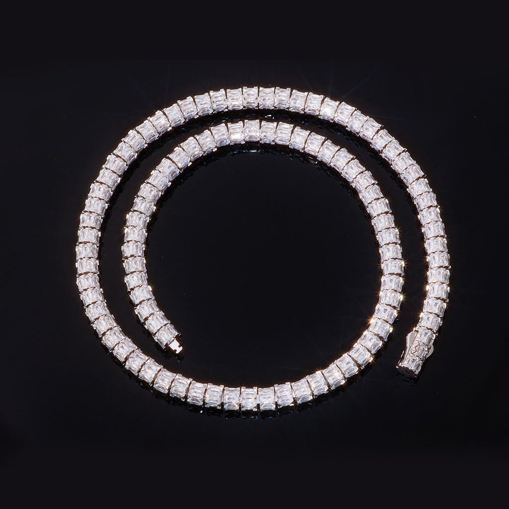 7mm Iced Out Baguette Fully Paved Snake Chain 7mm Iced Out Baguette Fully Paved Snake Chain