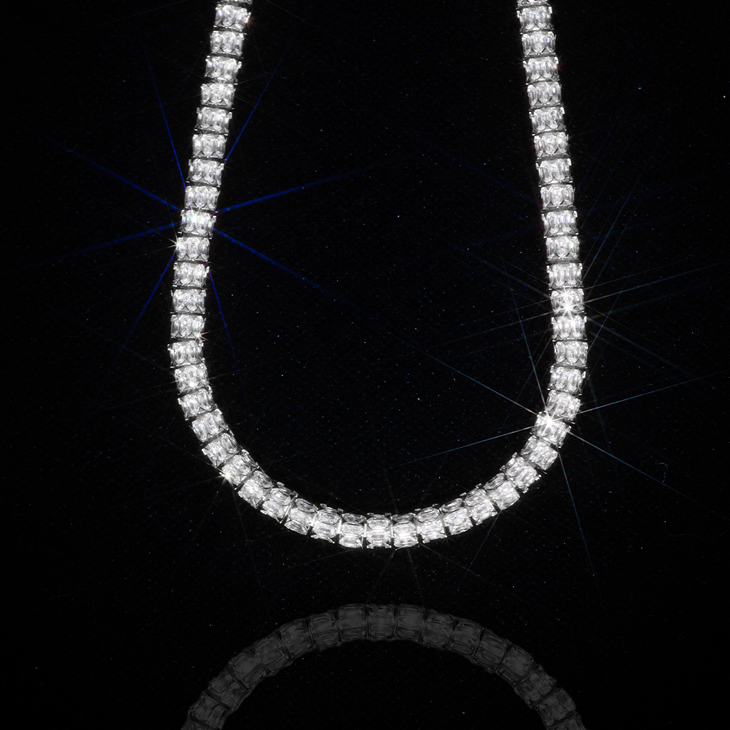 7mm Iced Out Baguette Fully Paved Snake Chain 7mm Iced Out Baguette Fully Paved Snake Chain