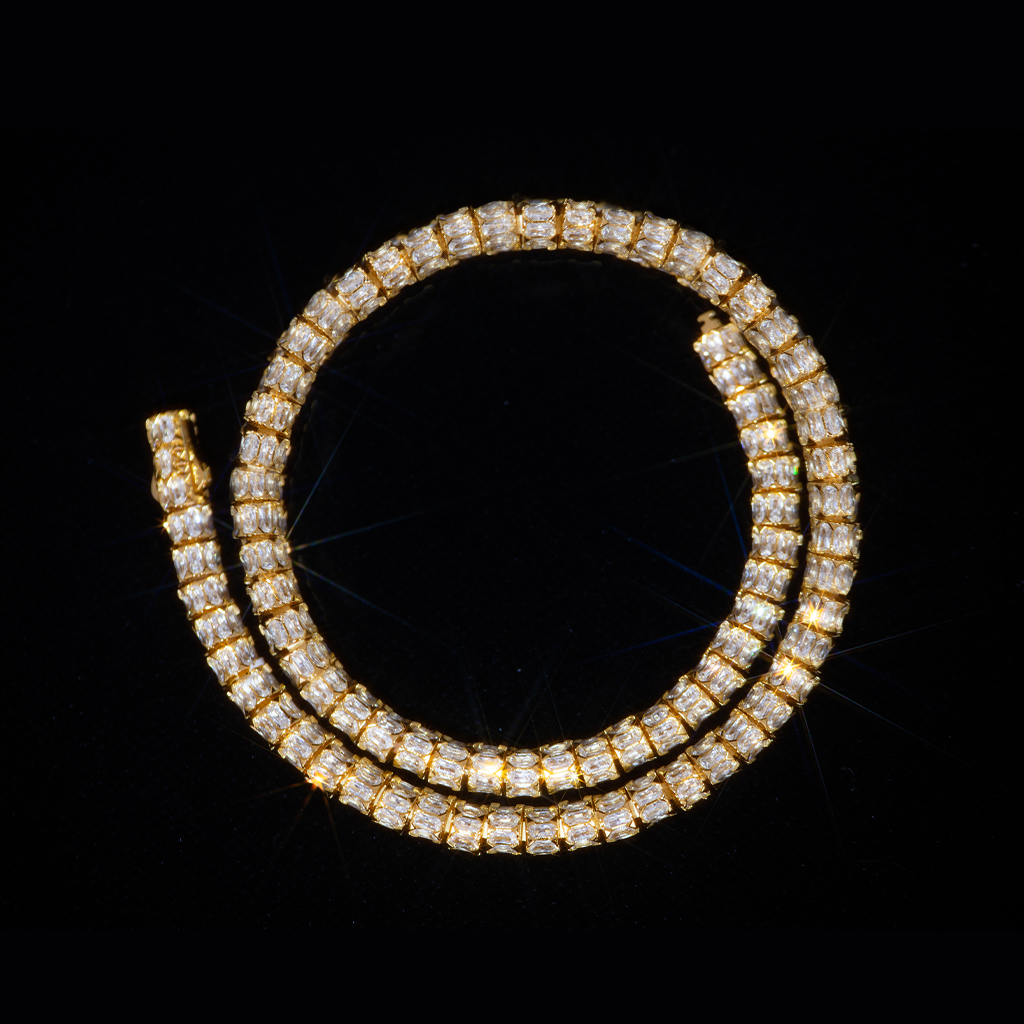 7mm Iced Out Baguette Fully Paved Snake Chain 7mm Iced Out Baguette Fully Paved Snake Chain