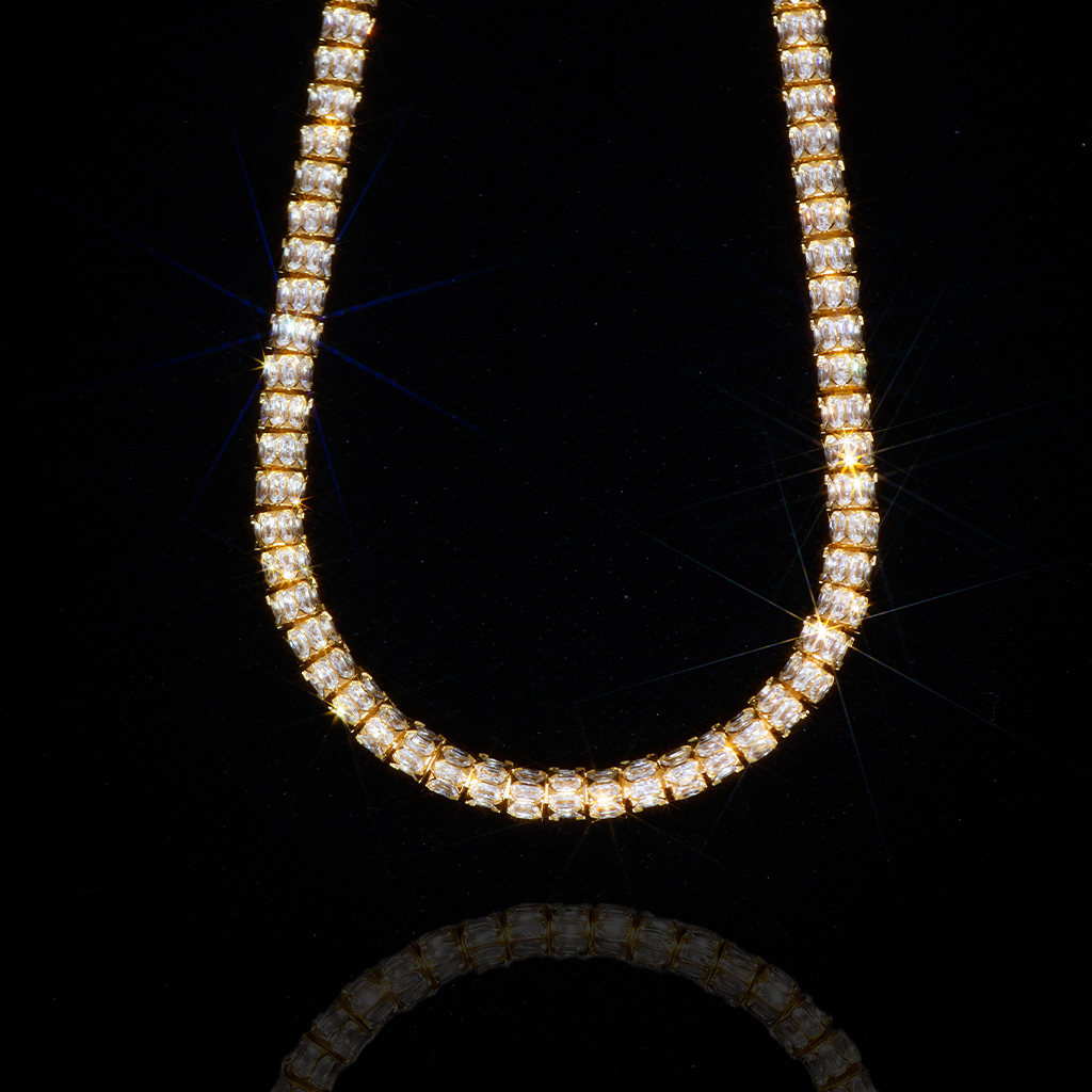 7mm Iced Out Baguette Fully Paved Snake Chain 7mm Iced Out Baguette Fully Paved Snake Chain