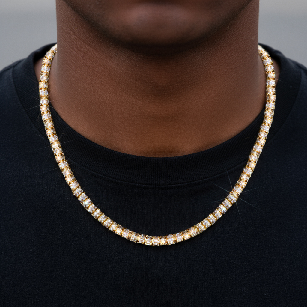 7mm Iced Out Baguette Fully Paved Snake Chain 7mm Iced Out Baguette Fully Paved Snake Chain