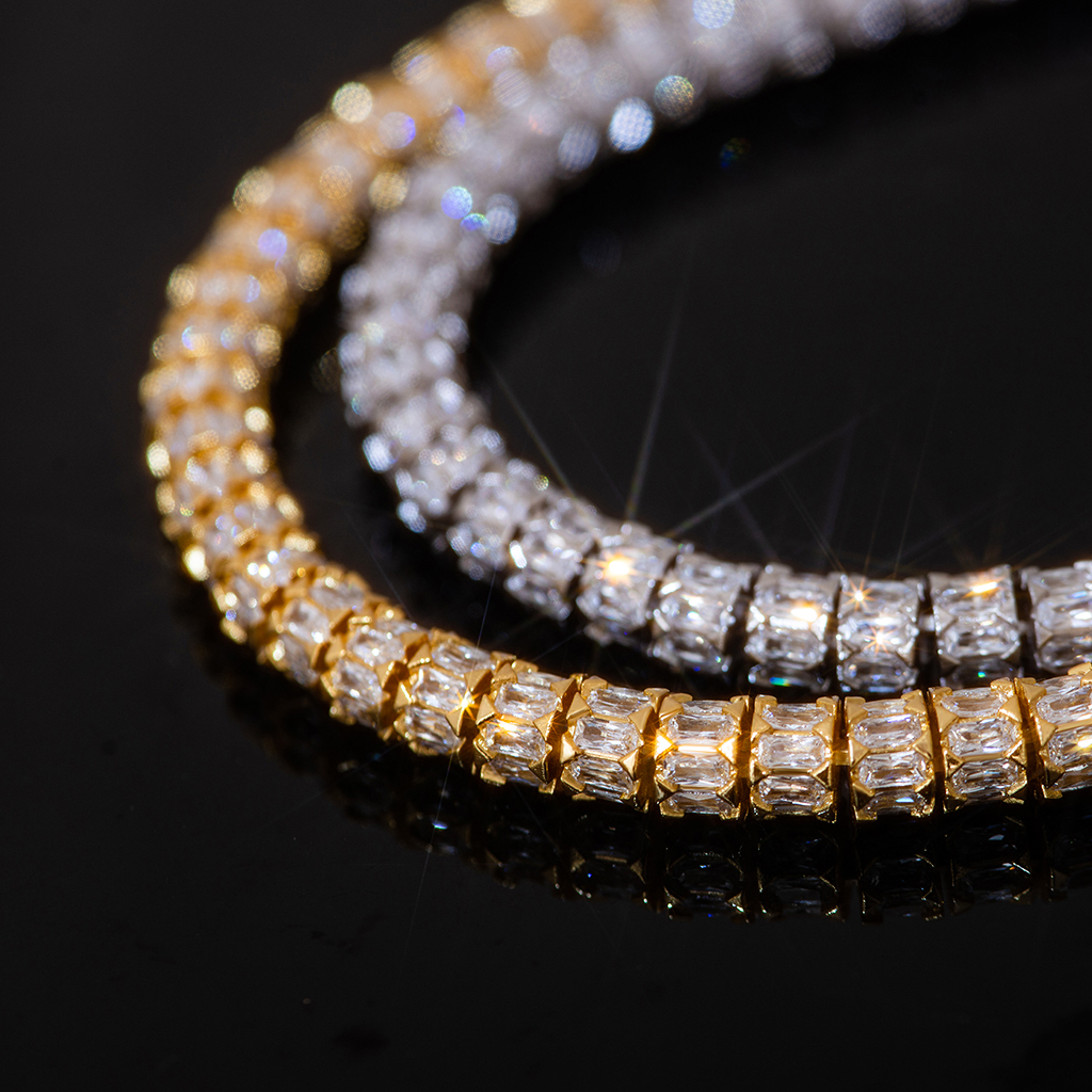 7mm Iced Out Baguette Fully Paved Snake Chain 7mm Iced Out Baguette Fully Paved Snake Chain