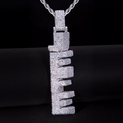 Iced Custom Beveled Vertical Letter Pendant