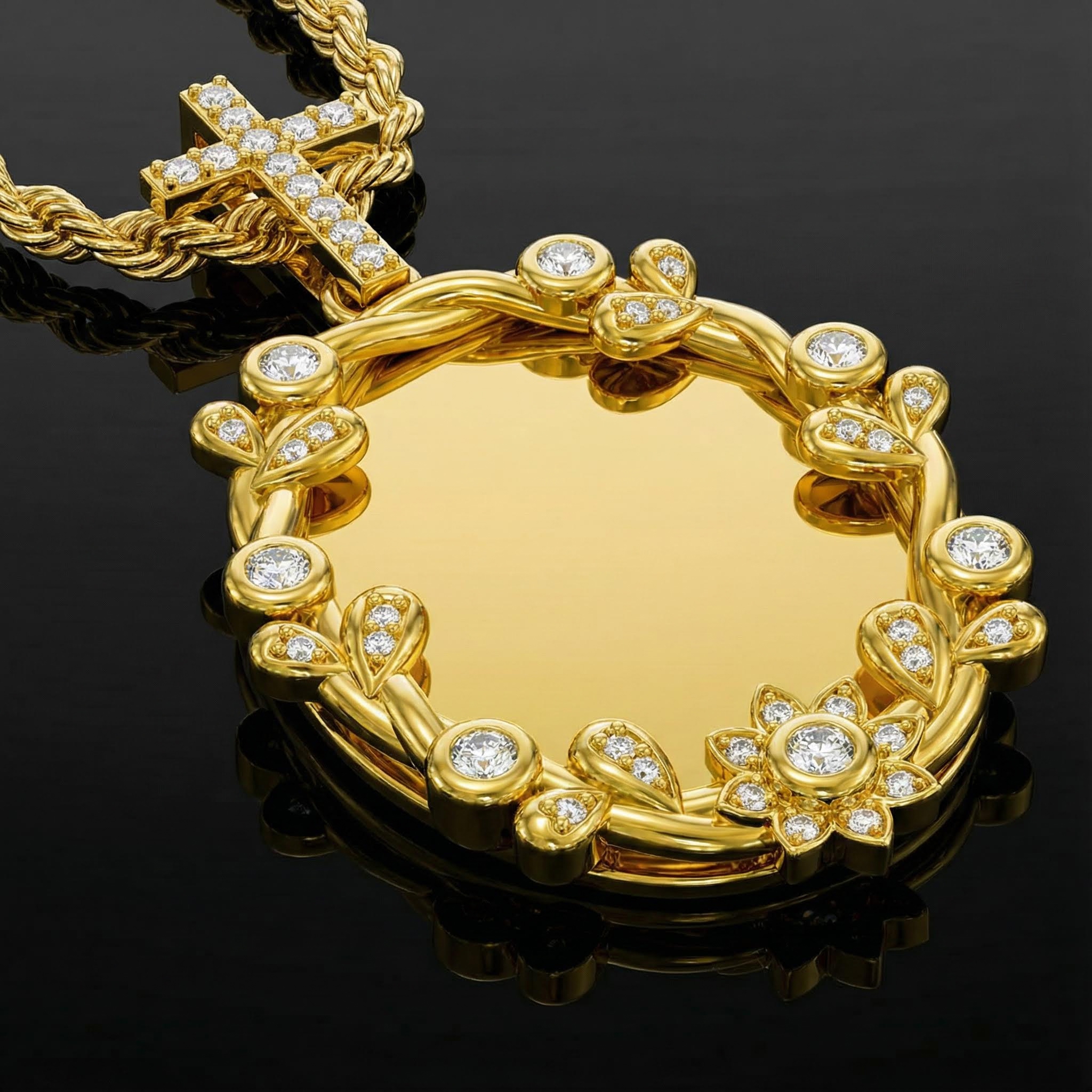 Iced Out Cross Buckle Customized Photo Pendant Iced Out Cross Buckle Customized Photo Pendant