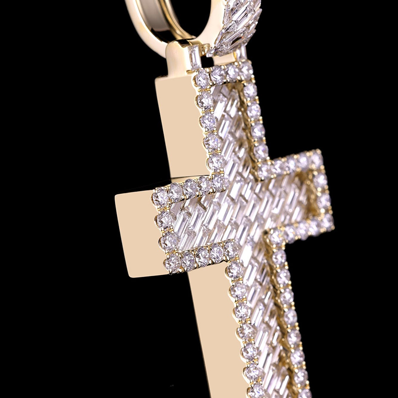 Iced Out Baguette & Round Cut Cross Pendant Iced Out Baguette & Round Cut Cross Pendant