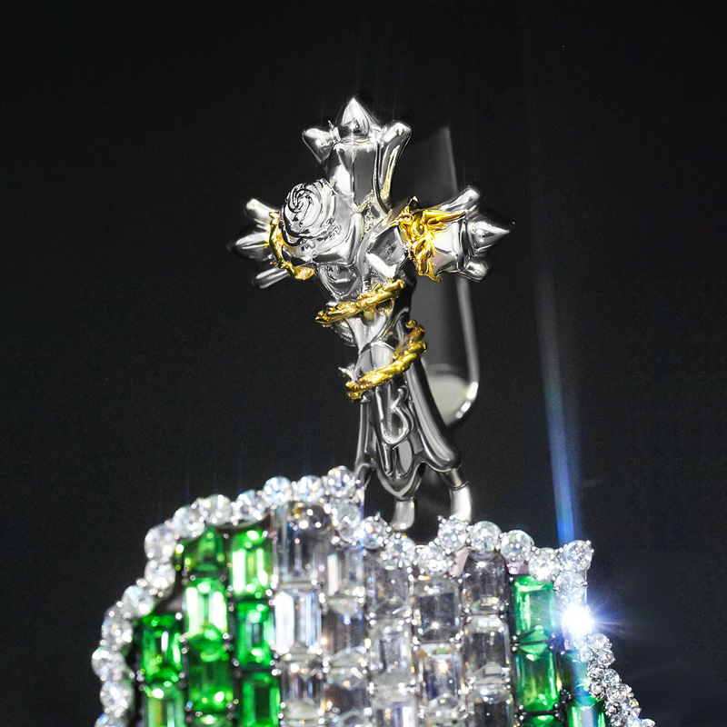 Iced Map of Africa Baguette Cut Pendant