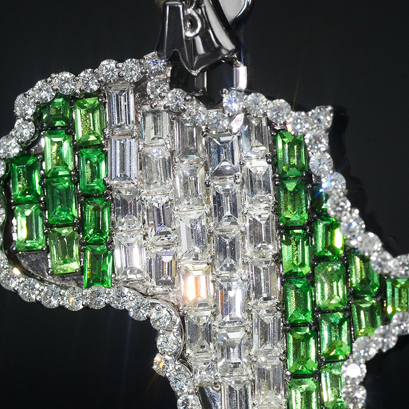 Iced Map of Africa Baguette Cut Pendant