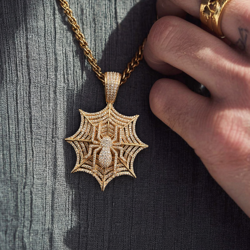 Iced Out Full Diamond Spider Pendant