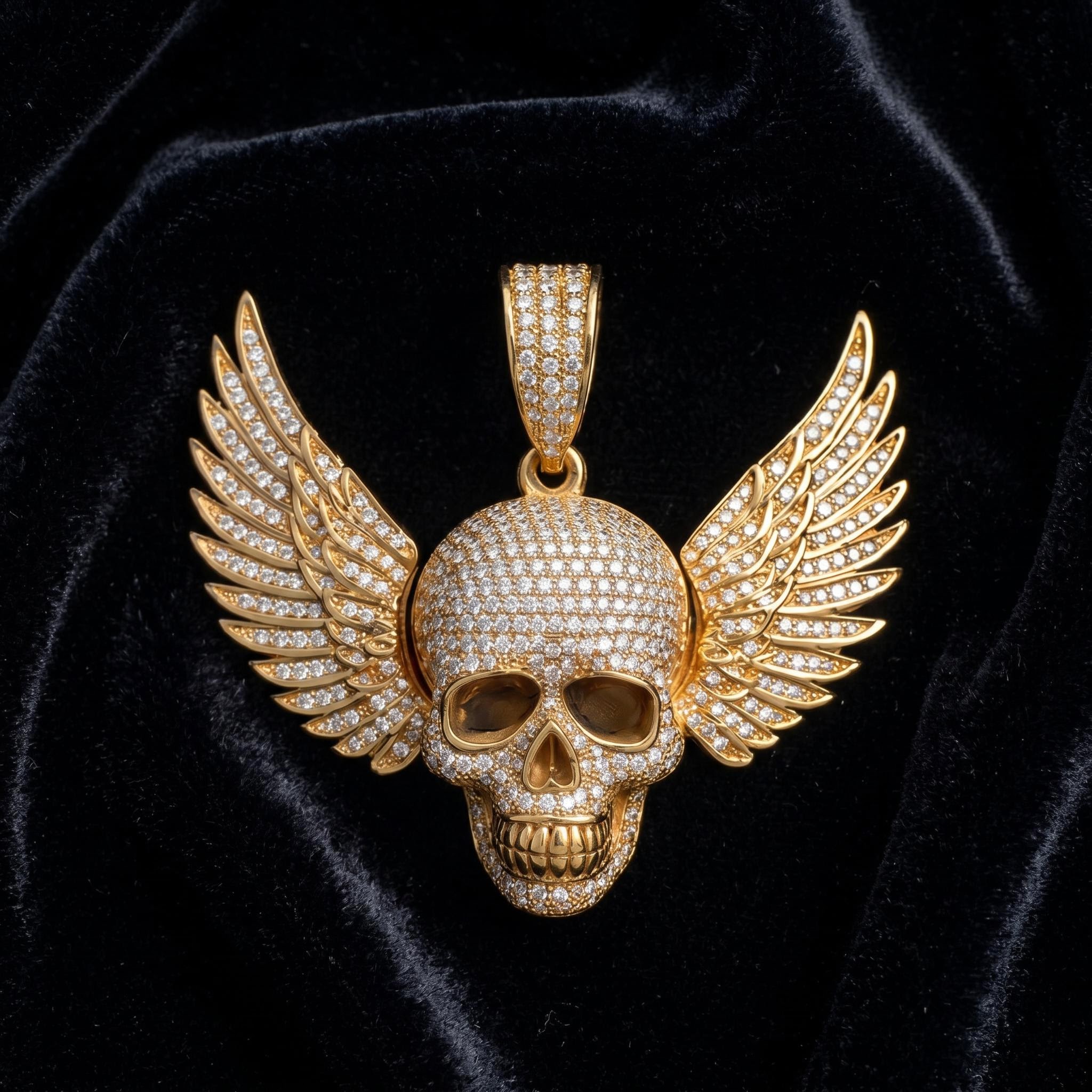 Iced Out Skull Head Wings Pendant Iced Out Skull Head Wings Pendant