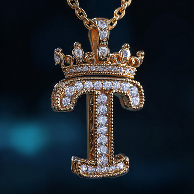 Iced Out Crown Custom Letter Pendant
