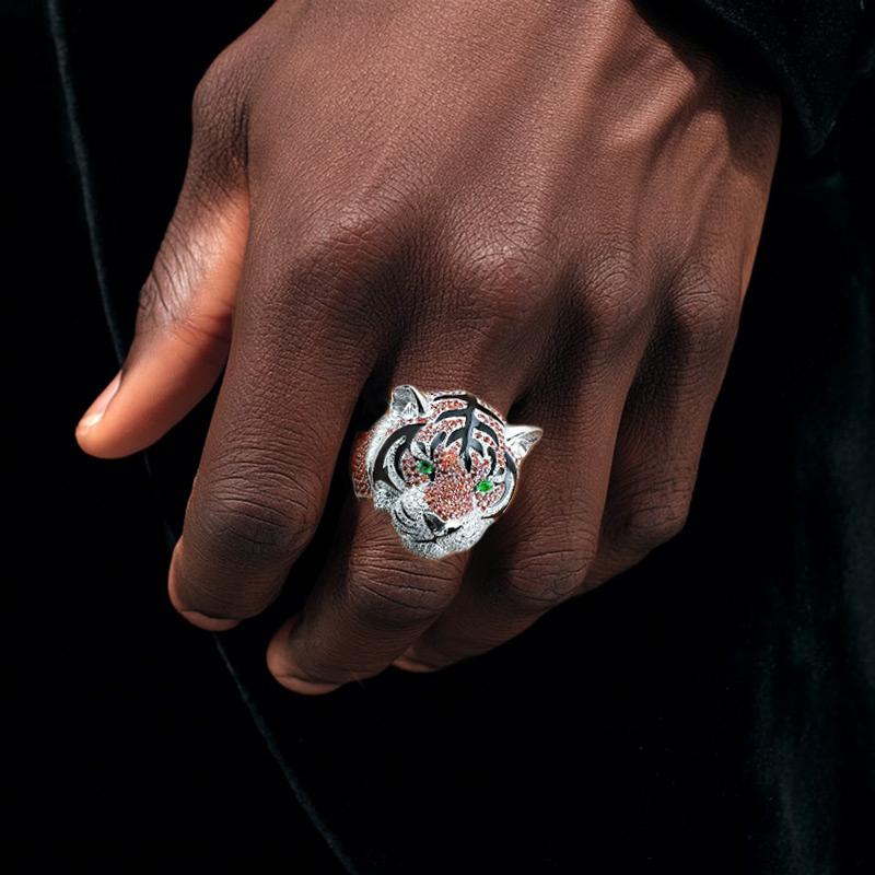 Iced Out Tiger Head Ring