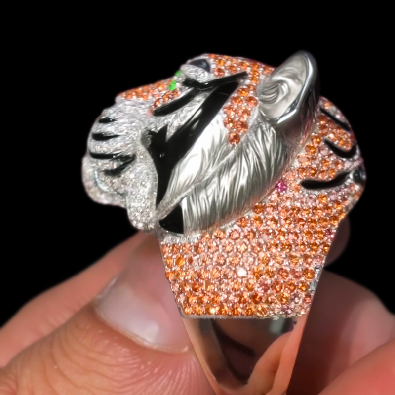 Iced Out Tiger Head Ring
