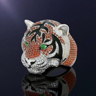 Iced Out Tiger Head Ring