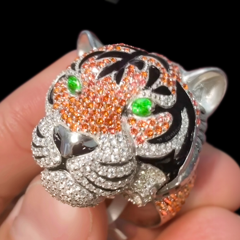 Iced Out Tiger Head Ring