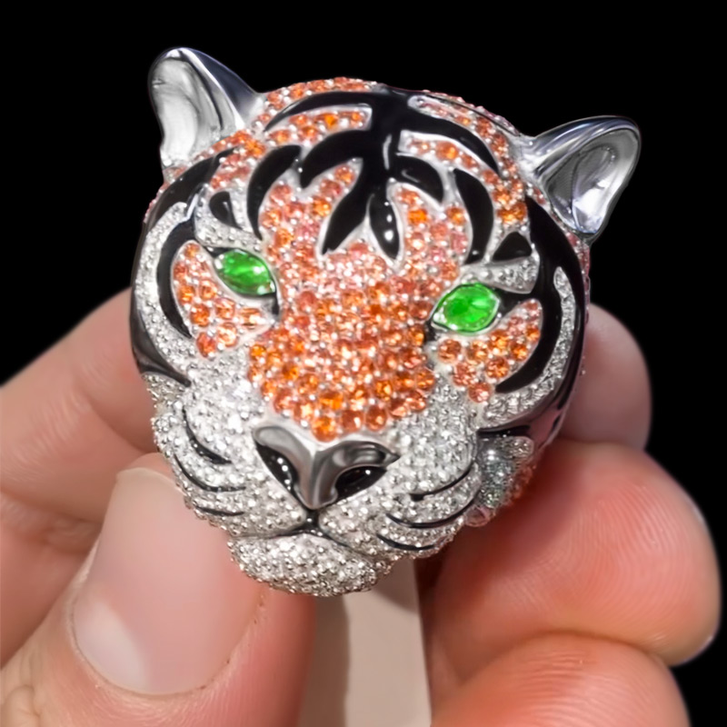 Iced Out Tiger Head Ring