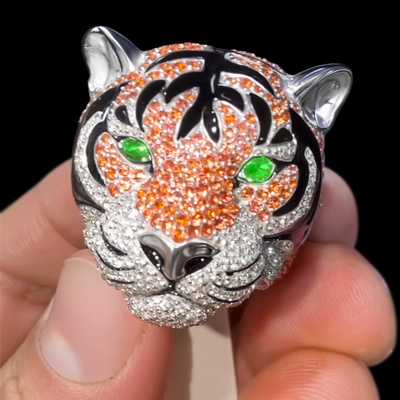 Iced Out Tiger Head Ring
