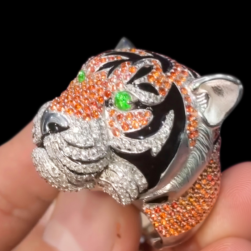 Iced Out Tiger Head Ring
