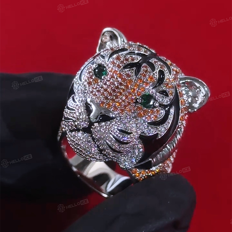 Iced Out Tiger Head Ring