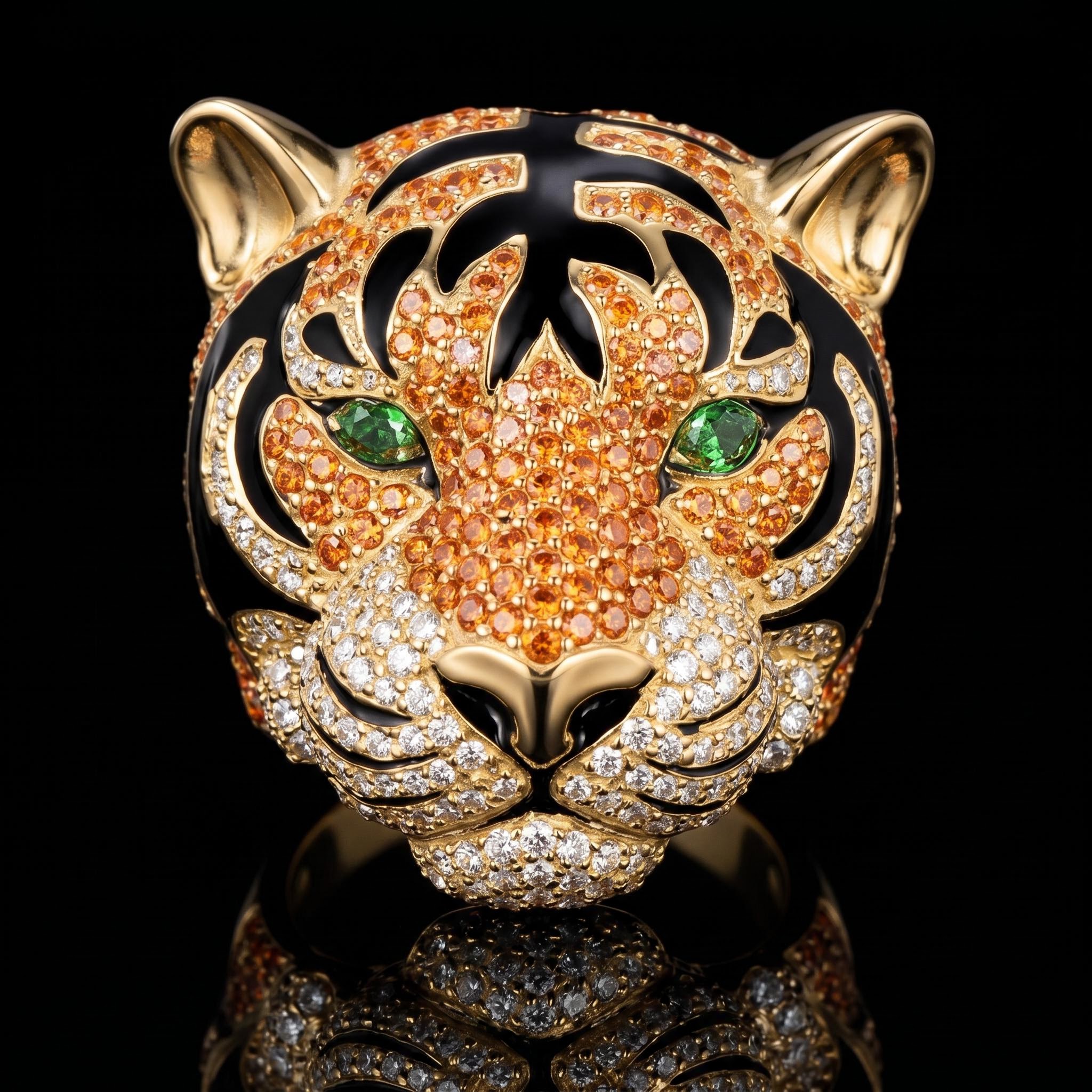 Iced Out Tiger Head Ring Iced Out Tiger Head Ring