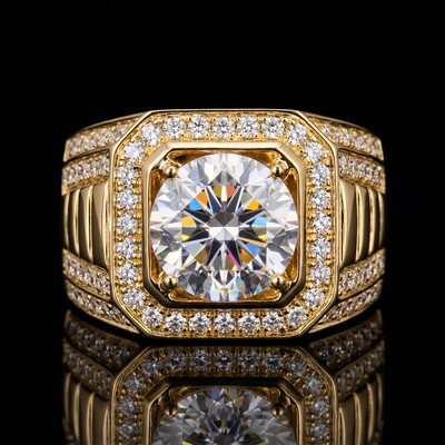 Iced Out 5.0 CT Round Cut Men's Ring
