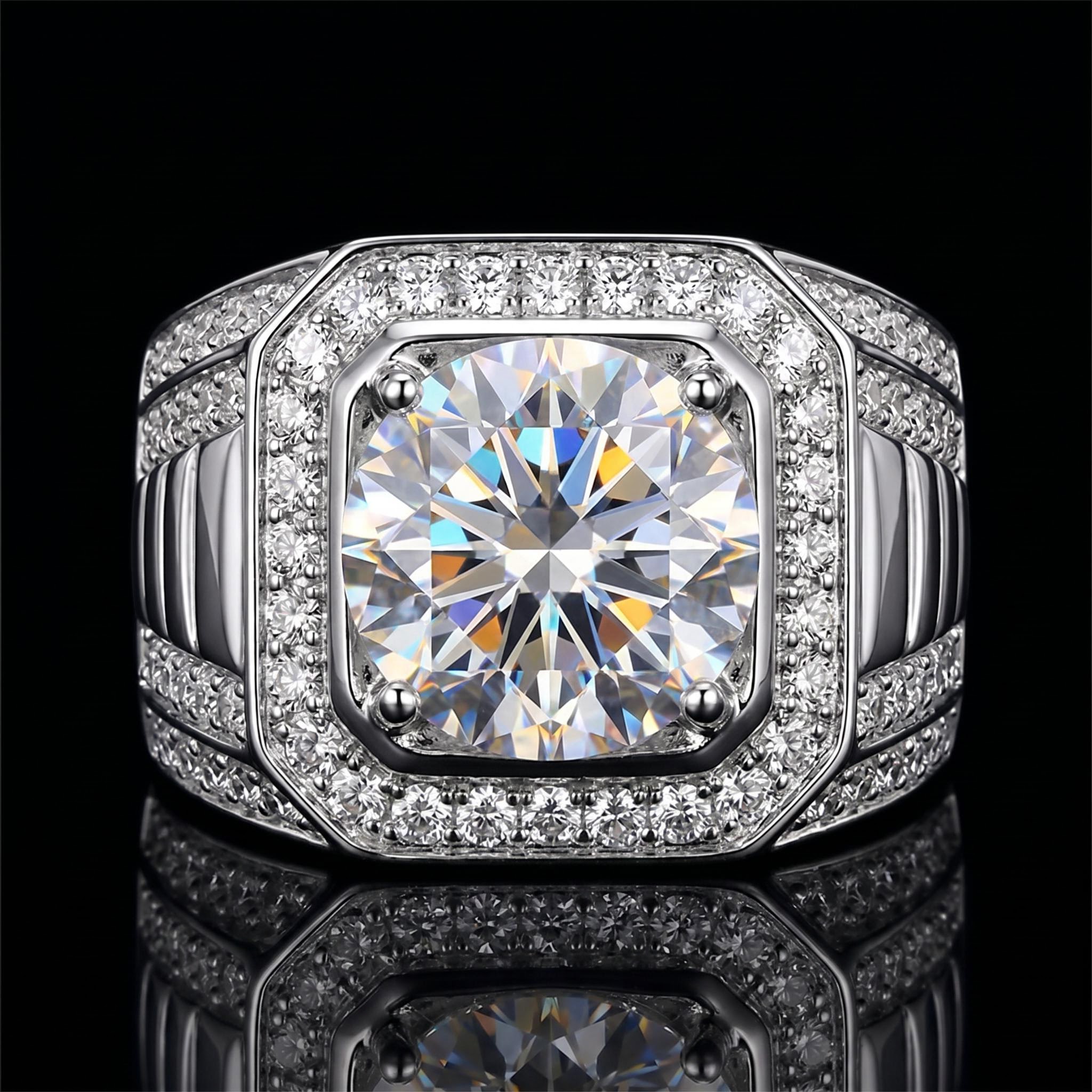 Iced Out 5.0 CT Round Cut Men's Ring Iced Out 5.0 CT Round Cut Men's Ring