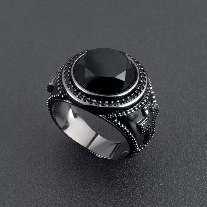 Iced Black Onyx Cross Ring in Black Gold Iced Black Onyx Cross Ring in Black Gold