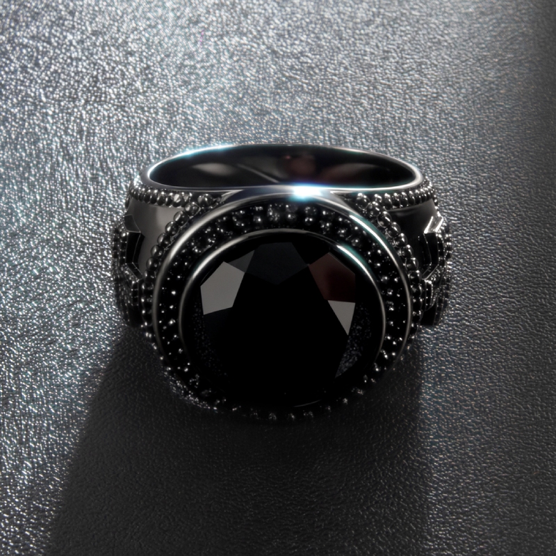 Iced Black Onyx Cross Ring in Black Gold Iced Black Onyx Cross Ring in Black Gold