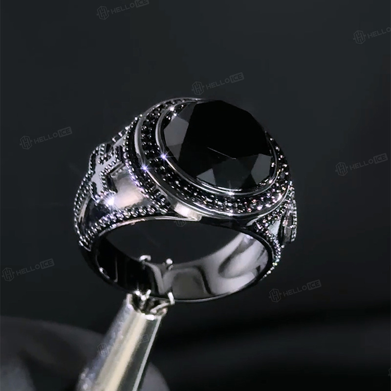 Iced Black Onyx Cross Ring in Black Gold Iced Black Onyx Cross Ring in Black Gold