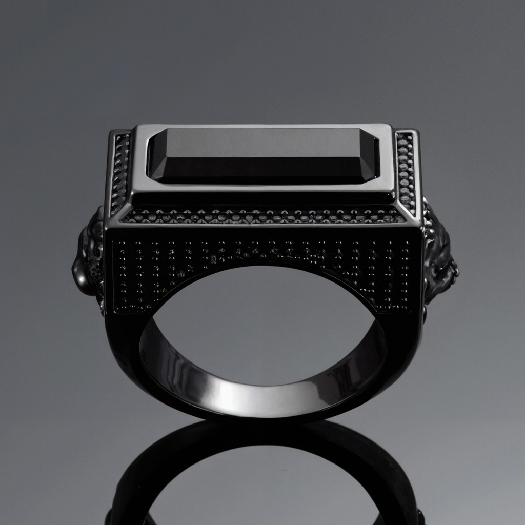 Iced Black Onyx Leon Ring in Black Gold Iced Black Onyx Leon Ring in Black Gold