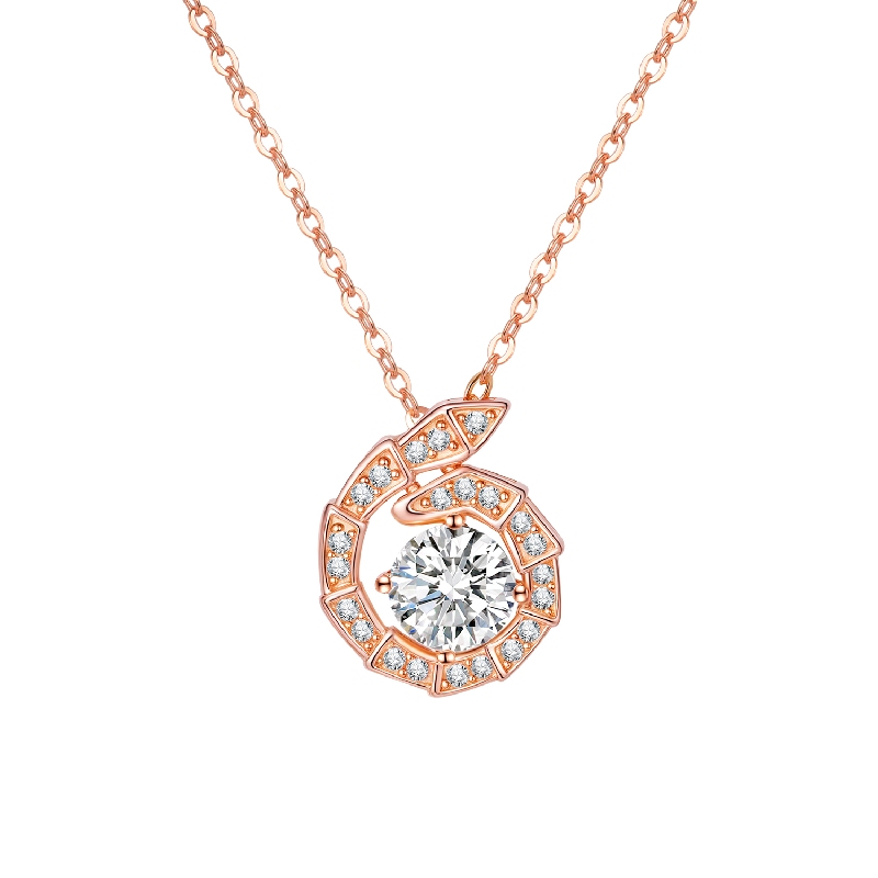 VVS Moissanite S925 Silver Snake Animal Pendant Necklace