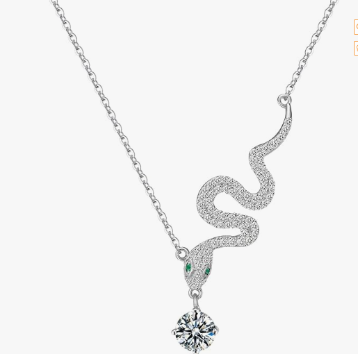 Snake VVS Moissanite S925 Silver Pendant Necklace