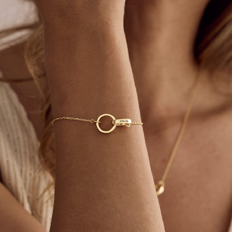 Customized Name Double Circular Bracelet Customized Name Double Circular Bracelet