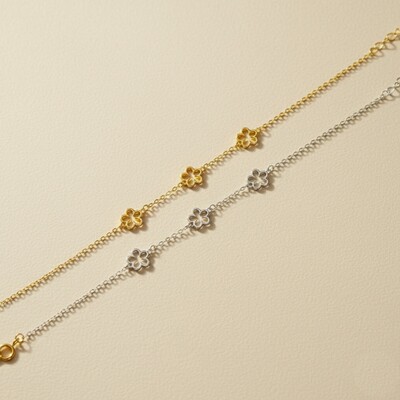 S925 Silver Light Luxury Flower Bracelet