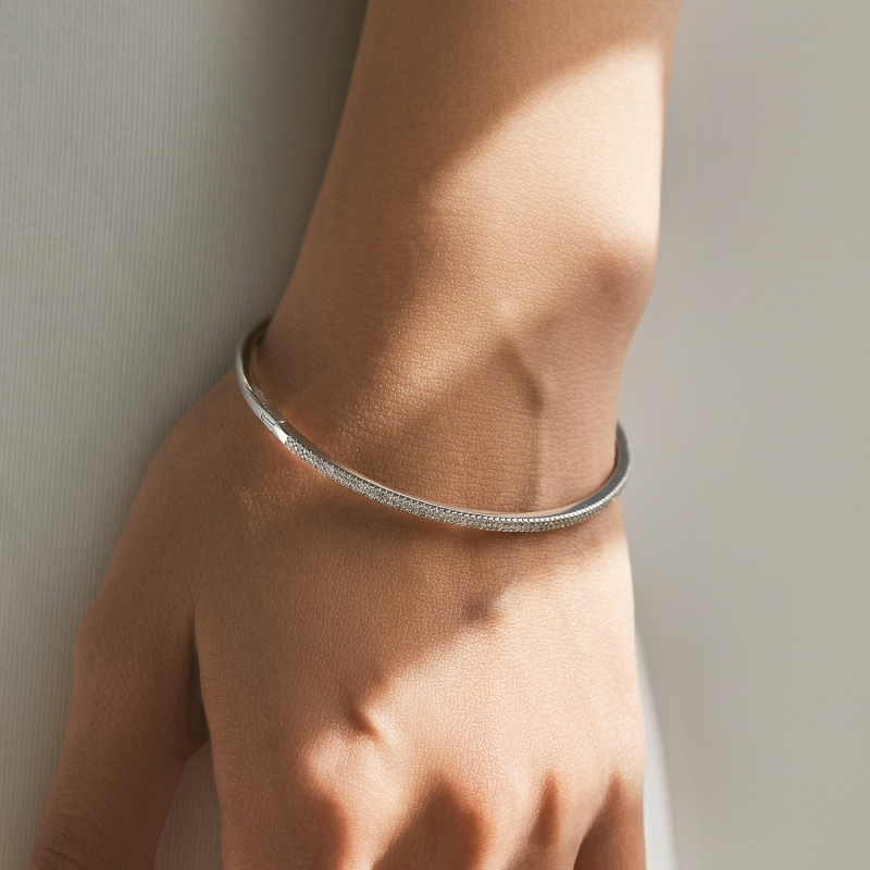S925 Silver Crystallized Bangle Bracelet