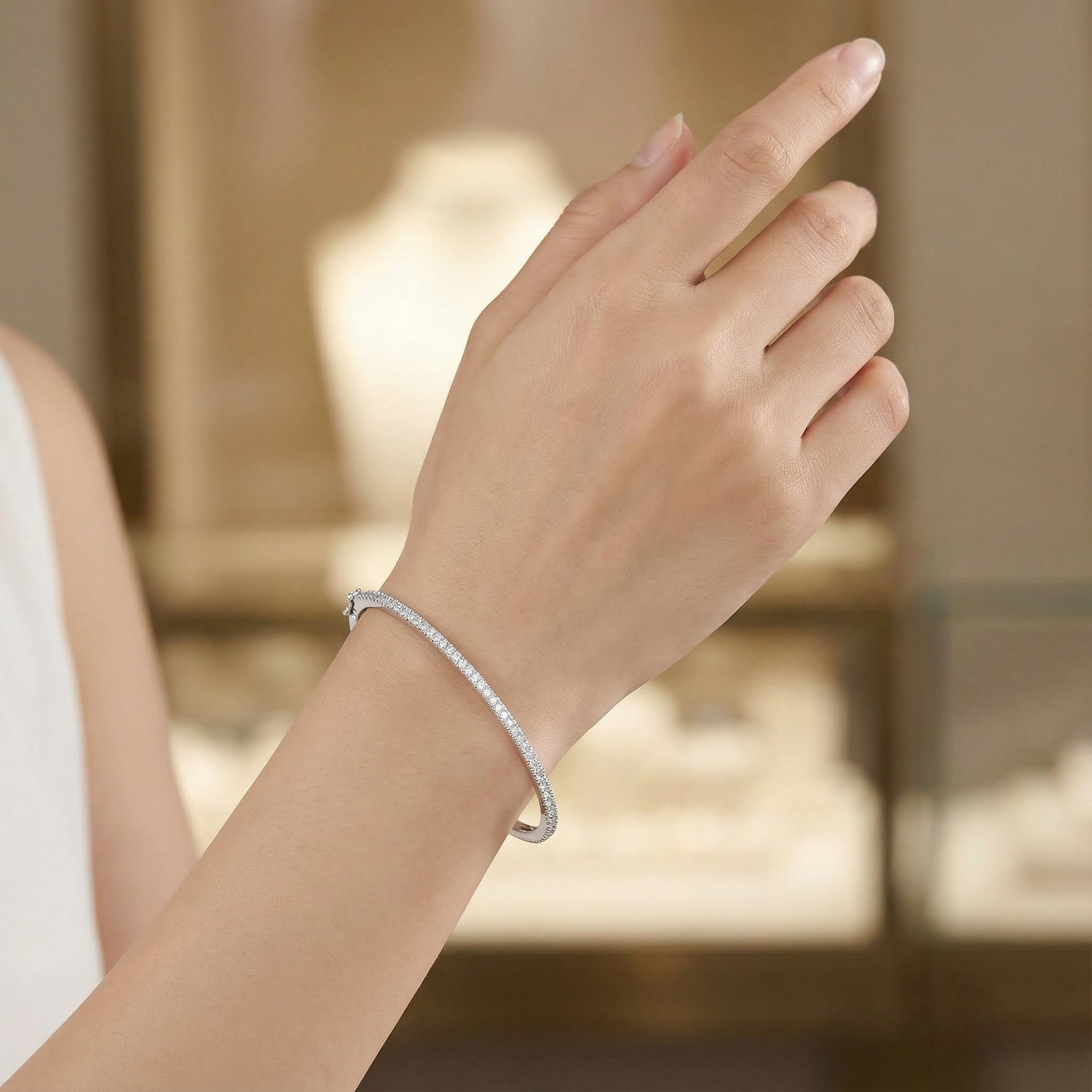 S925 Silver Crystallized Bangle Bracelet