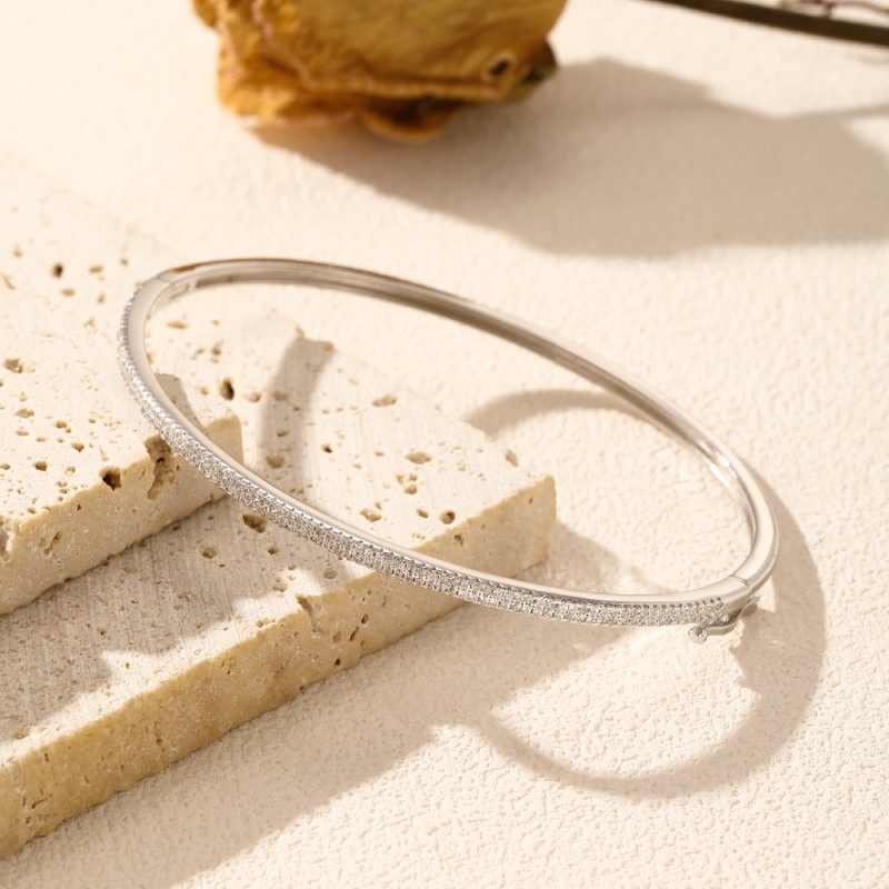S925 Silver Crystallized Bangle Bracelet S925 Silver Crystallized Bangle Bracelet