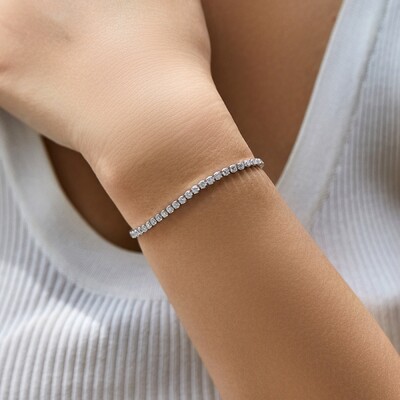 S925 Silver Sparkling Diamond Tennis Bracelets