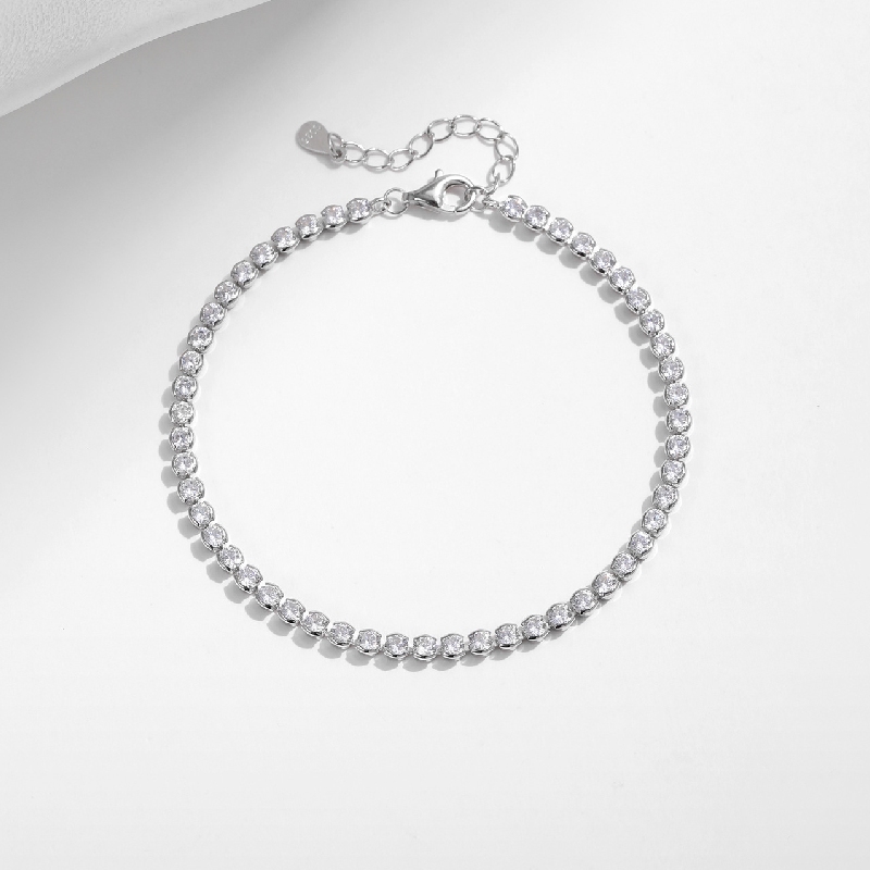 S925 Silver Sparkling Diamond Tennis Bracelets