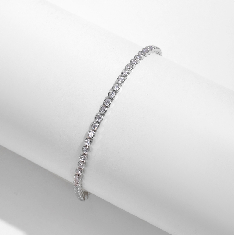 S925 Silver Sparkling Diamond Tennis Bracelets