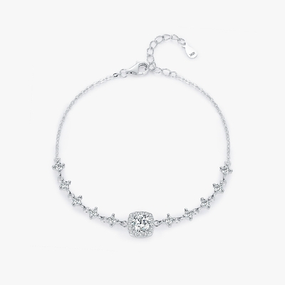 0.8CT Round Cut VVS Moissanite S925 Silver Bracelet