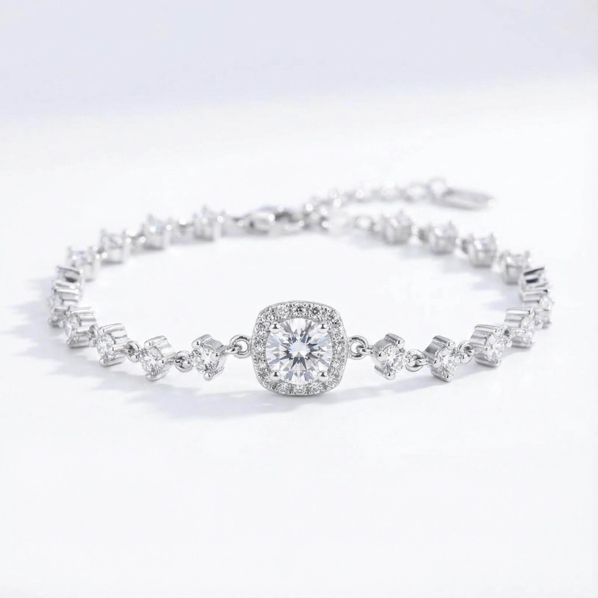 0.8CT Round Cut VVS Moissanite S925 Silver Bracelet 0.8CT Round Cut VVS Moissanite S925 Silver Bracelet