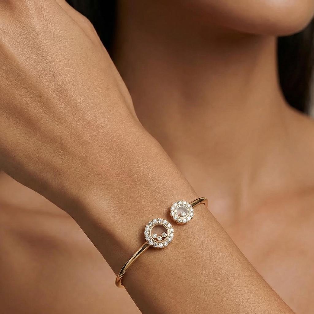 Double Round Shaped Floating Diamonds Bracelet