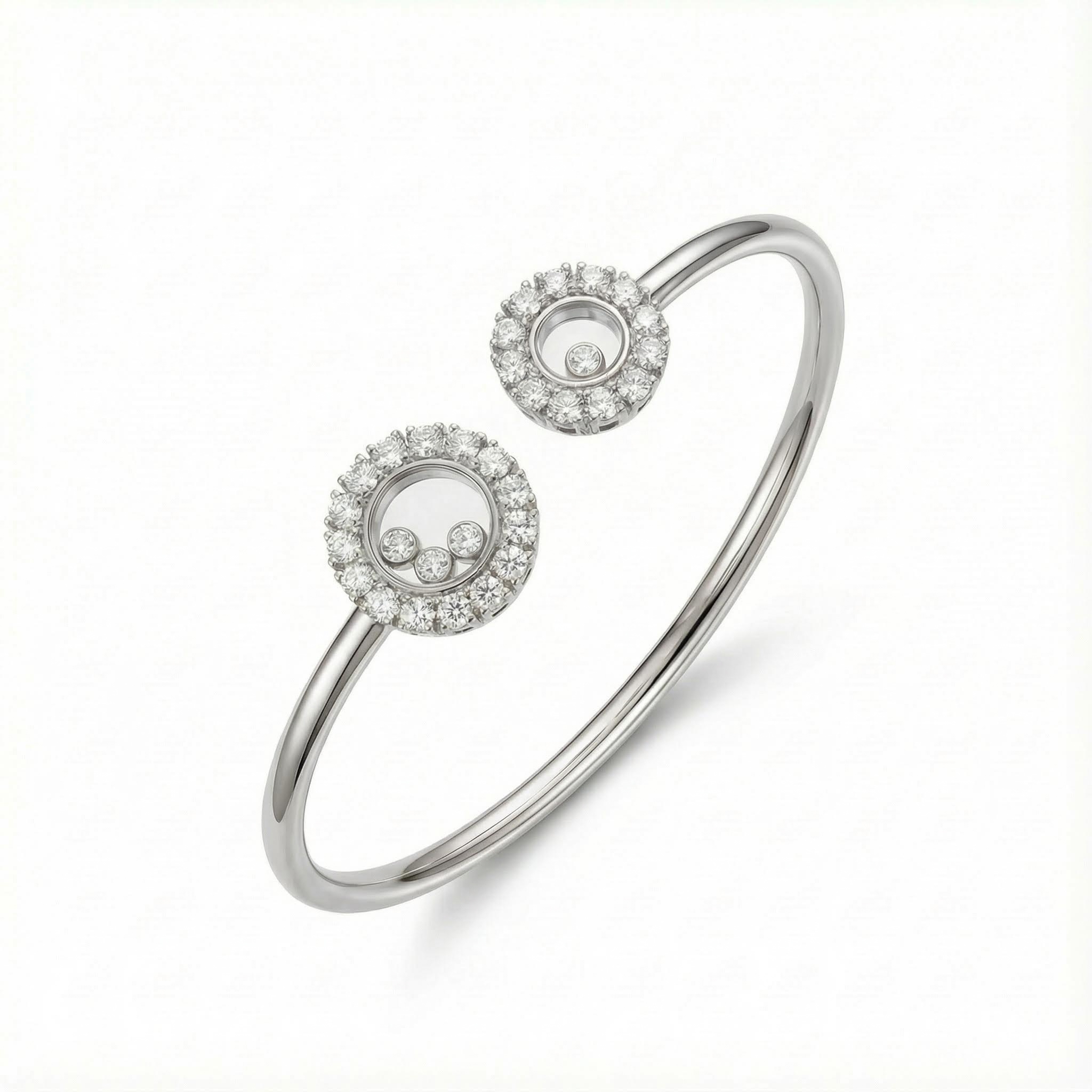 Double Round Shaped Floating Diamonds Bracelet
