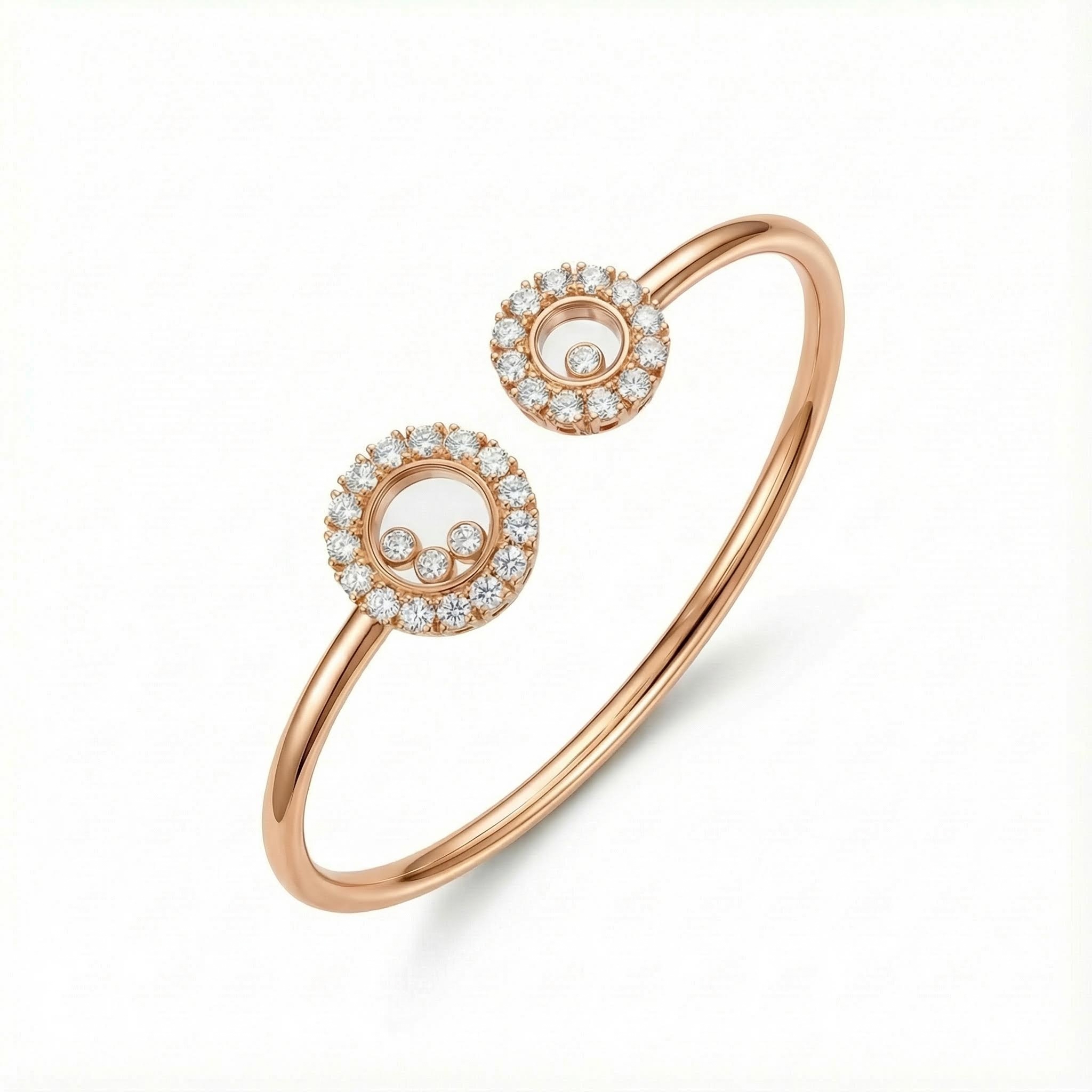 Double Round Shaped Floating Diamonds Bracelet