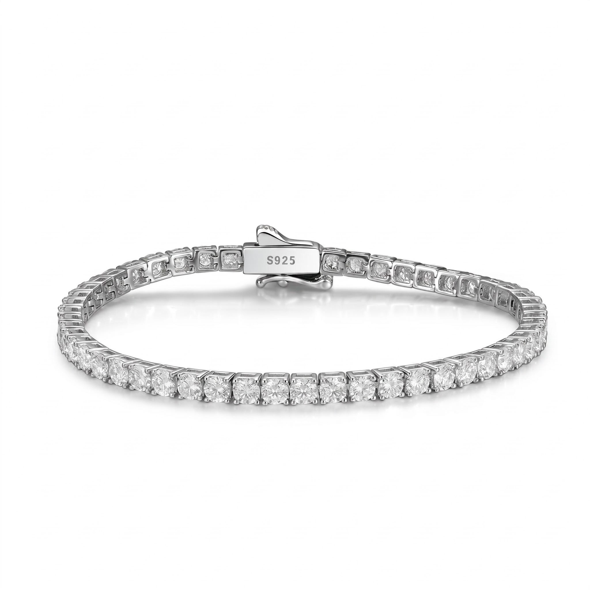 2mm/3mm Moissanite S925 Sterling Silver Tennis Bracelet
