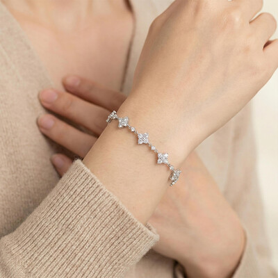 VVS Moissanite S925 Silver Four Leaf Clover Bracelet