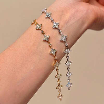 VVS Moissanite S925 Silver Four Leaf Clover Bracelet